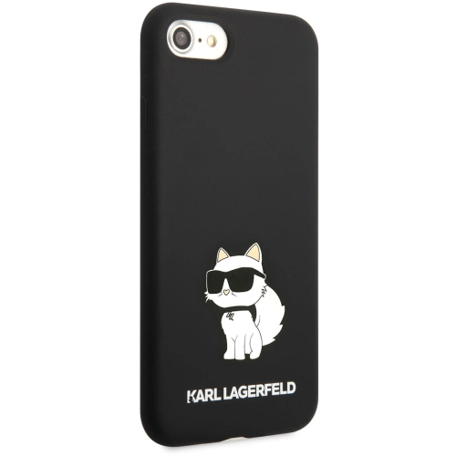 Apple iPhone SE 2022 Kılıf Karl Lagerfeld Silikon Choupette Dizayn Kapak - Siyah