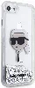 Apple iPhone SE 2022 Kılıf Karl Lagerfeld Sıvılı Simli Karl Head Dizayn Kapak - Gümüş