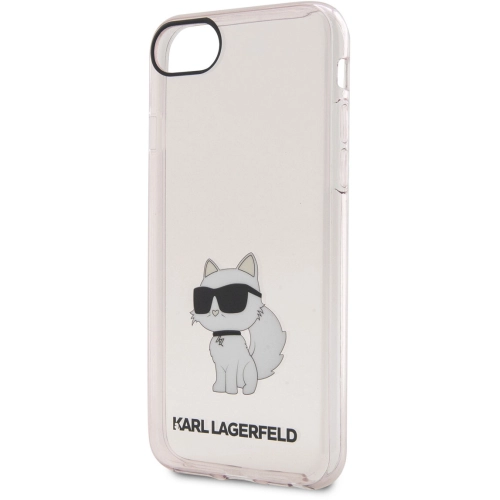 Apple iPhone SE 2022 Kılıf Karl Lagerfeld Transparan Choupette Dizayn Kapak - Pembe