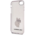 Apple iPhone SE 2022 Kılıf Karl Lagerfeld Transparan Choupette Dizayn Kapak - Pembe