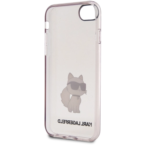 Apple iPhone SE 2022 Kılıf Karl Lagerfeld Transparan Choupette Dizayn Kapak - Pembe