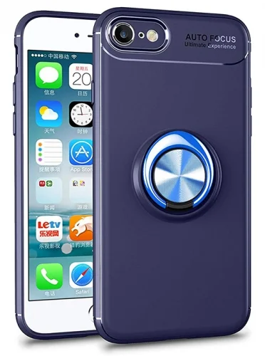 Apple iPhone SE 3 2022 Kılıf Auto Focus Serisi Soft Premium Standlı Yüzüklü Kapak - Mavi
