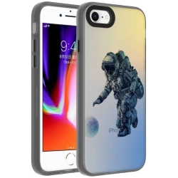 Apple iPhone SE 3 2022 Kılıf Desenli Zore Dragon Sert Kapak - Astronot