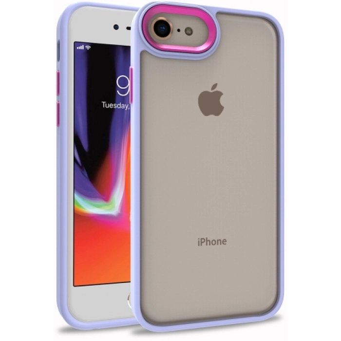 Apple iPhone SE 3 2022 Kılıf Electro Silikon Renkli Flora Kapak - Lila