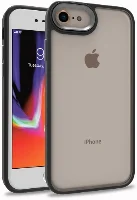 Apple iPhone SE 3 2022 Kılıf Electro Silikon Renkli Flora Kapak - Siyah