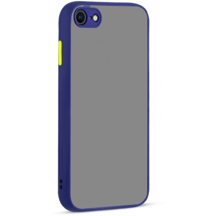 Apple iPhone SE 3 2022 Kılıf Kamera Korumalı Arkası Şeffaf Mat Silikon Kapak - Lacivert