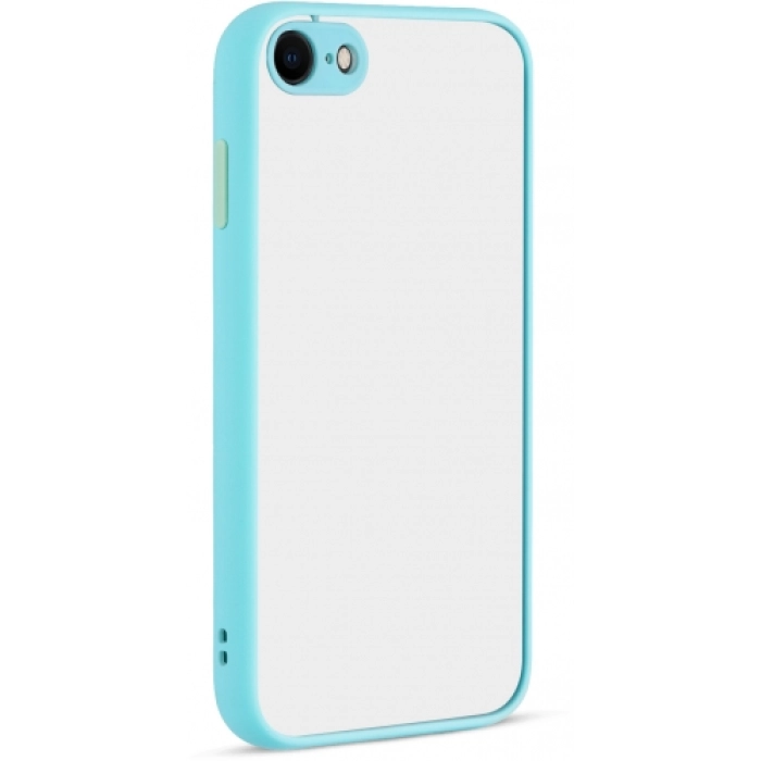 Apple iPhone SE 3 2022 Kılıf Kamera Korumalı Arkası Şeffaf Mat Silikon Kapak - Turkuaz