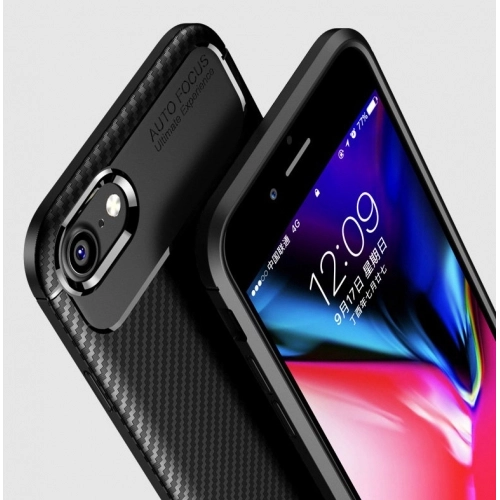 Apple iPhone SE 3 2022 Kılıf Silikon Parmak İzi Bırakmayan Karbon Soft Negro Kapak - Lacivert