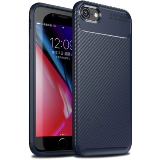 Apple iPhone SE 3 2022 Kılıf Silikon Parmak İzi Bırakmayan Karbon Soft Negro Kapak - Lacivert