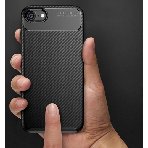 Apple iPhone SE 3 2022 Kılıf Silikon Parmak İzi Bırakmayan Karbon Soft Negro Kapak - Siyah