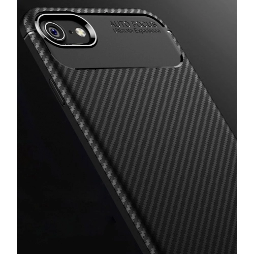 Apple iPhone SE 3 2022 Kılıf Silikon Parmak İzi Bırakmayan Karbon Soft Negro Kapak - Siyah