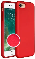 Apple iPhone SE 3 2022 Kılıf Liquid Serisi İçi Kadife İnci Esnek Silikon Kapak - Kırmızı