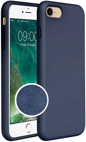 Apple iPhone SE 3 2022 Kılıf Liquid Serisi İçi Kadife İnci Esnek Silikon Kapak - Lacivert