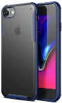 Apple iPhone SE 3 2022 Kılıf Volks Serisi Kenarları Silikon Arkası Şeffaf Sert Kapak - Lacivert