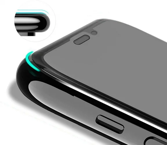 Apple iPhone X Karartmalı Hayalet Ekran Koruyucu Tam Kaplayan Kor Privacy Kırılmaz Cam - Siyah