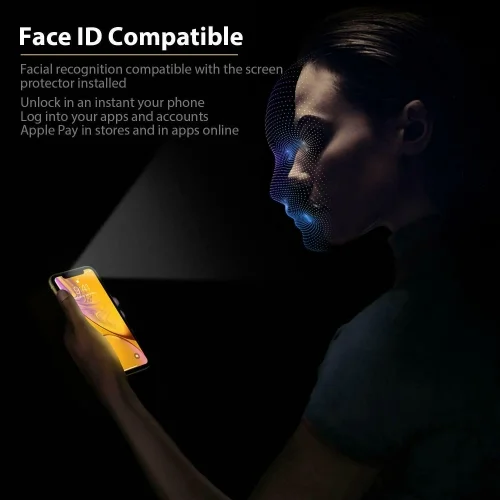 Apple iPhone X Karartmalı Hayalet Ekran Koruyucu Tam Kaplayan Kor Privacy Kırılmaz Cam - Siyah