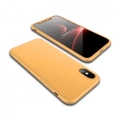 Apple iPhone X Kılıf 3 Parçalı 360 Tam Korumalı Rubber Kapak - Gold