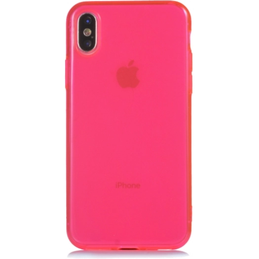 Apple iPhone X Kılıf Esnek Renkli Şeffaf Silikon Kamera Korumalı - Pembe