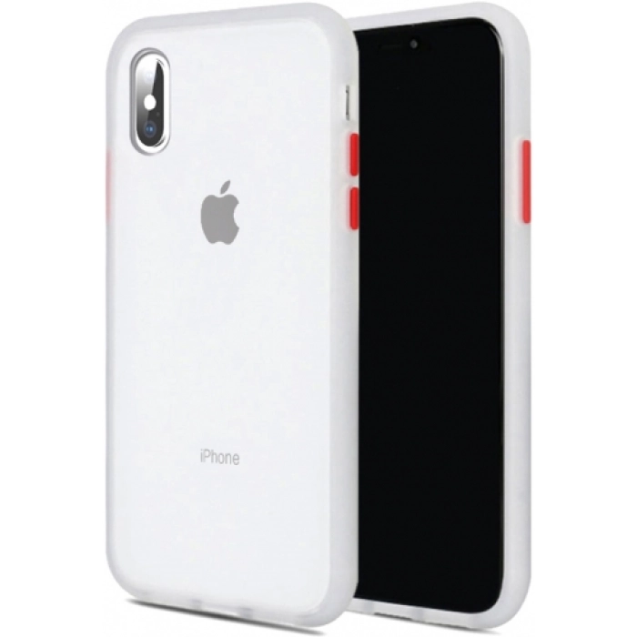 Apple iPhone X Kılıf Exlusive Arkası Mat Tam Koruma Darbe Emici - Beyaz