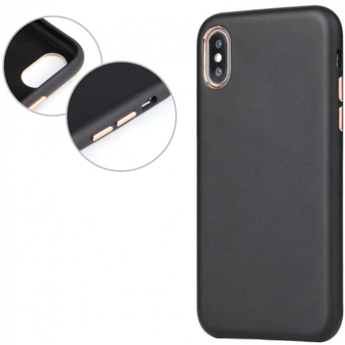 Apple iPhone X Kılıf İçi Kadife Kaymaz Deri Alt Kısmı Açık Eyzi Kapak - Siyah