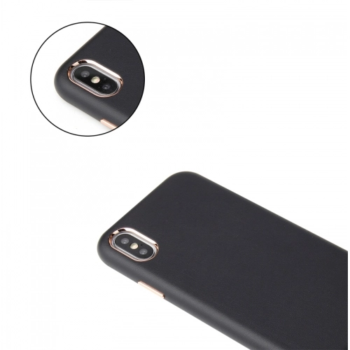 Apple iPhone X Kılıf İçi Kadife Kaymaz Deri Alt Kısmı Açık Eyzi Kapak - Siyah