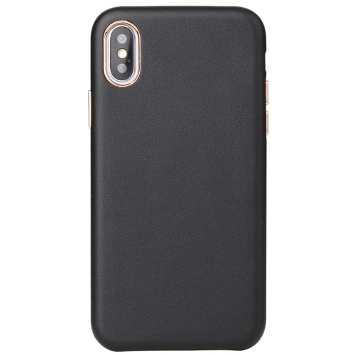 Apple iPhone X Kılıf İçi Kadife Kaymaz Deri Alt Kısmı Açık Eyzi Kapak - Siyah