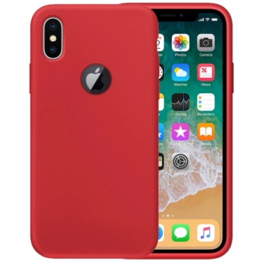 Apple iPhone X Kılıf İnce Soft Mat Renkli Esnek Silikon Kapak - Kırmızı