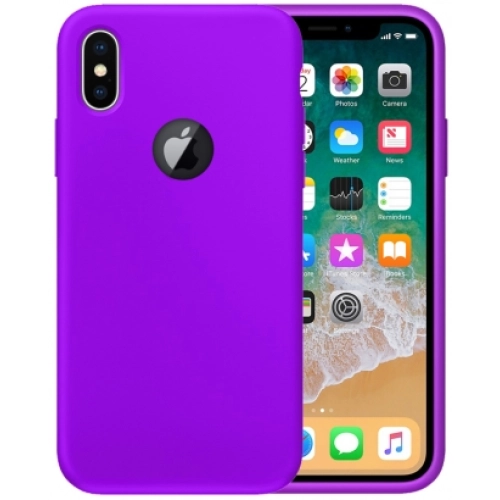 Apple iPhone X Kılıf İnce Soft Mat Renkli Esnek Silikon Kapak - Mor