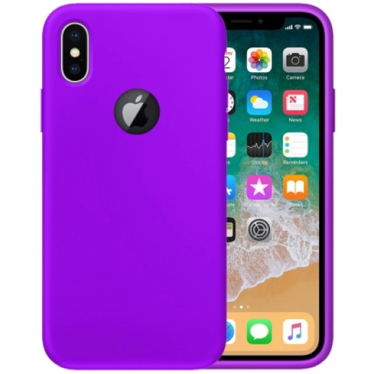 Apple iPhone X Kılıf İnce Soft Mat Renkli Esnek Silikon Kapak - Mor