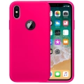 Apple iPhone X Kılıf İnce Soft Mat Renkli Esnek Silikon Kapak - Pembe