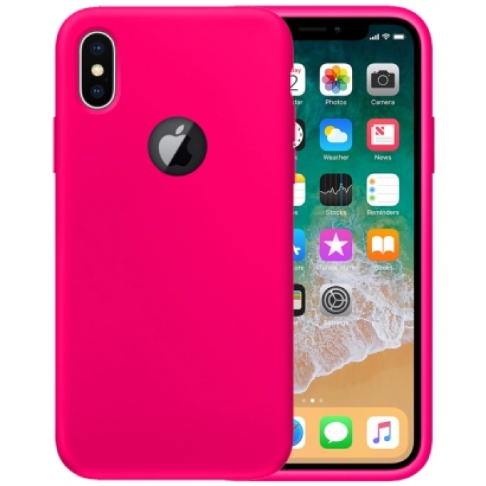 Apple iPhone X Kılıf İnce Soft Mat Renkli Esnek Silikon Kapak - Pembe