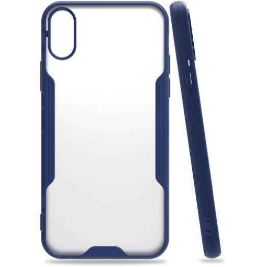 Apple iPhone X Kılıf Renkli Silikon Kamera Lens Korumalı Şeffaf Parfe Kapak - Lacivert