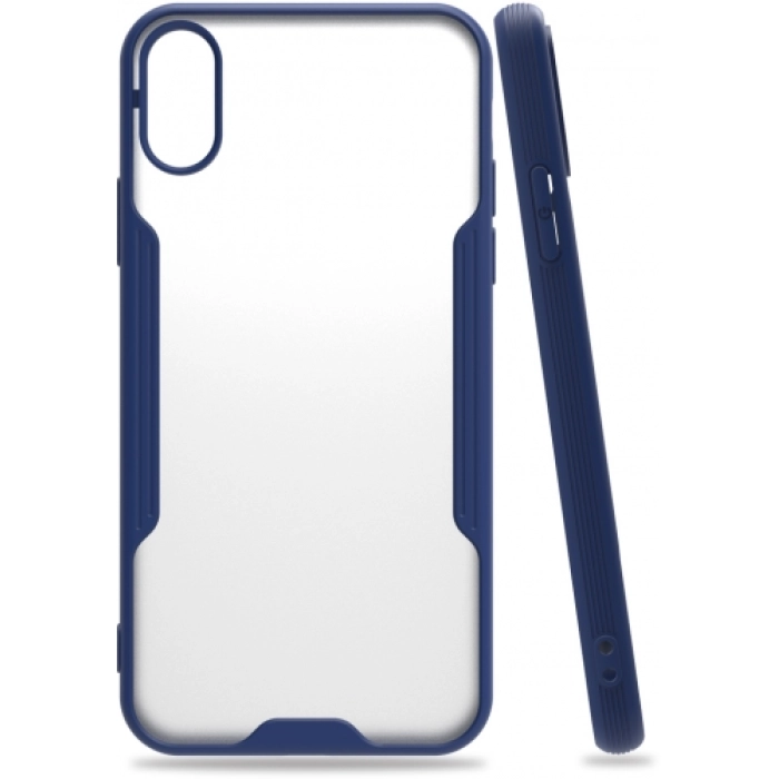 Apple iPhone X Kılıf Renkli Silikon Kamera Lens Korumalı Şeffaf Parfe Kapak - Lacivert