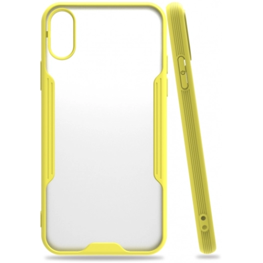 Apple iPhone X Kılıf Renkli Silikon Kamera Lens Korumalı Şeffaf Parfe Kapak - Sarı