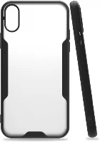 Apple iPhone X Kılıf Kamera Lens Korumalı Arkası Şeffaf Silikon Kapak - Siyah