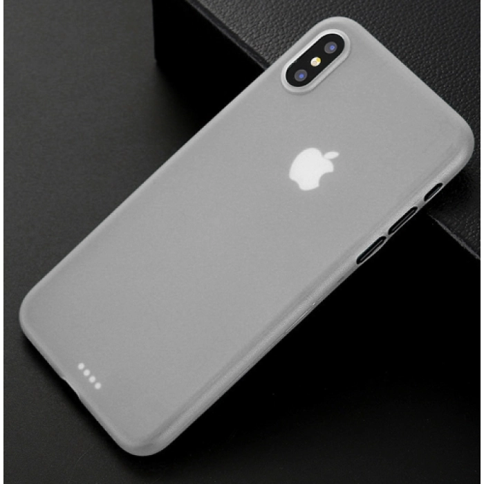 Apple iPhone X Kılıf Mat Şeffaf Esnek Kaliteli Ultra İnce PP Silikon  - Beyaz