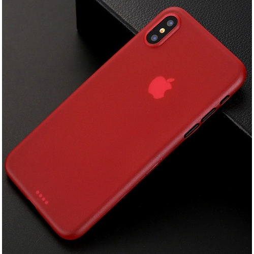 Apple iPhone X Kılıf Mat Şeffaf Esnek Kaliteli Ultra İnce PP Silikon  - Kırmızı