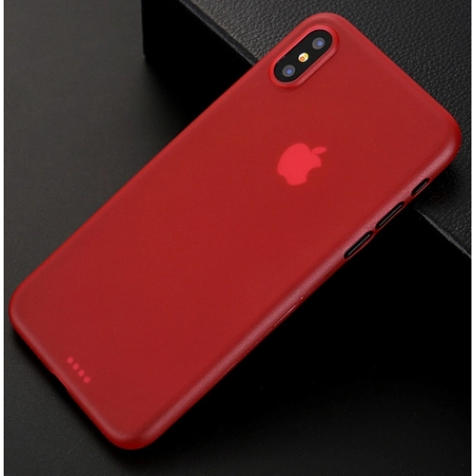 Apple iPhone X Kılıf Mat Şeffaf Esnek Kaliteli Ultra İnce PP Silikon  - Kırmızı