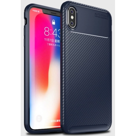 Apple iPhone X Kılıf Silikon Parmak İzi Bırakmayan Karbon Soft Negro Kapak - Lacivert