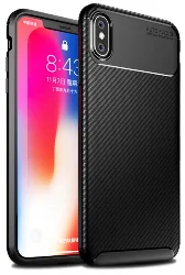 Apple iPhone X Kılıf Karbon Serisi Mat Fiber Silikon Negro Kapak - Siyah