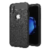 Apple iPhone X Kılıf Deri Görünümlü Parmak İzi Bırakmaz Niss Silikon - Siyah