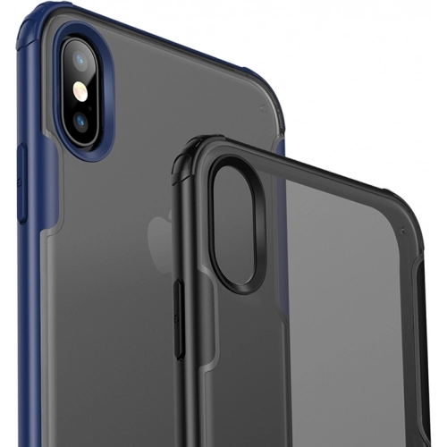 Apple iPhone X Kılıf Volks Serisi Kenarları Silikon Arkası Şeffaf Sert Kapak - Kırmızı