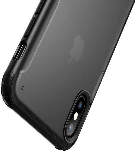Apple iPhone X Kılıf Volks Serisi Kenarları Silikon Arkası Şeffaf Sert Kapak - Kırmızı