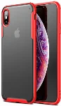 Apple iPhone X Kılıf Volks Serisi Kenarları Silikon Arkası Şeffaf Sert Kapak - Kırmızı
