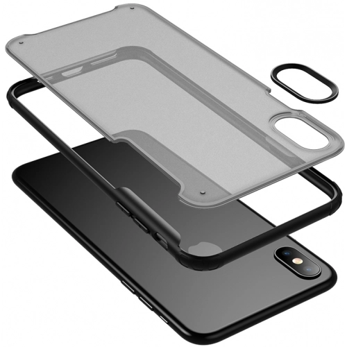 Apple iPhone X Kılıf Volks Serisi Kenarları Silikon Arkası Şeffaf Sert Kapak - Lacivert