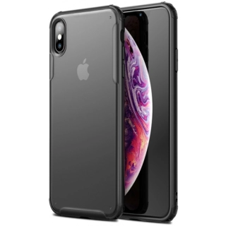 Apple iPhone X Kılıf Volks Serisi Kenarları Silikon Arkası Şeffaf Sert Kapak - Siyah