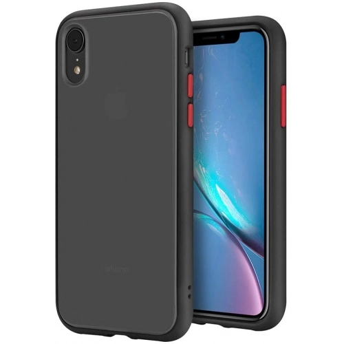 Apple iPhone Xr Kılıf Exlusive Arkası Mat Tam Koruma Darbe Emici - Siyah