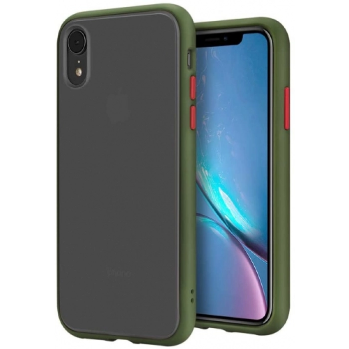 Apple iPhone Xr Kılıf Exlusive Arkası Mat Tam Koruma Darbe Emici - Yeşil