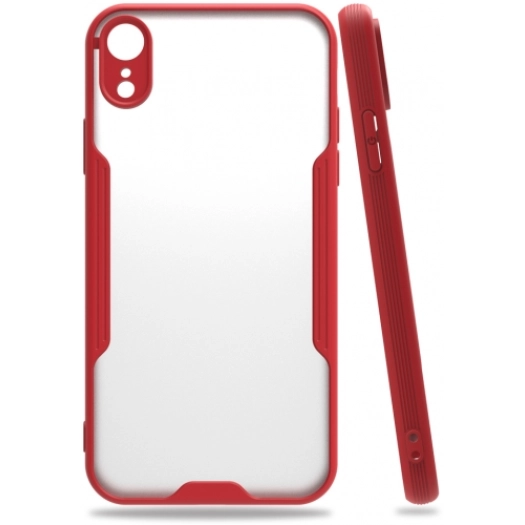 Apple iPhone Xr Kılıf Renkli Silikon Kamera Lens Korumalı Şeffaf Parfe Kapak - Kırmızı
