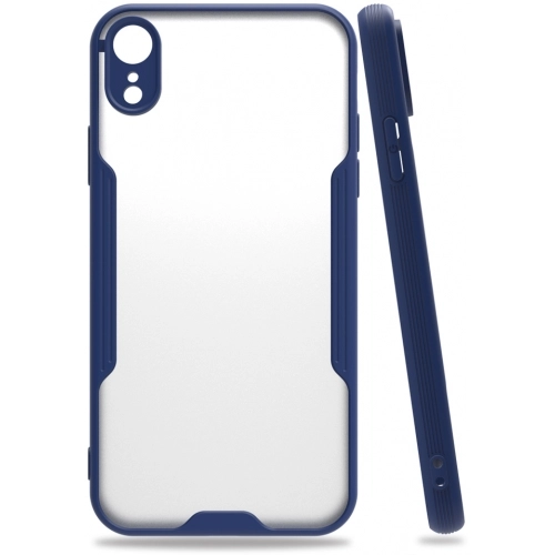 Apple iPhone Xr Kılıf Renkli Silikon Kamera Lens Korumalı Şeffaf Parfe Kapak - Lacivert